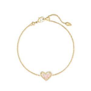 Kendra Scott Ari Heart Gold Chain Bracelet in Iridescent Drusy NWT